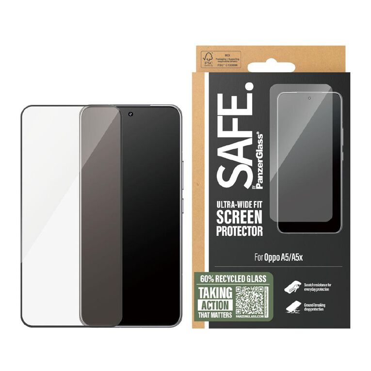 PanzerGlass SAFE by Panzer Fit Screen Protector For Oppo A5 & A5X