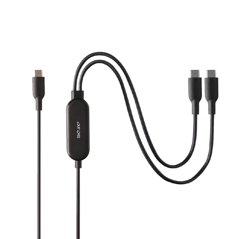 Tech.Inc 140W 2in1 USB-C Cable 1m Black