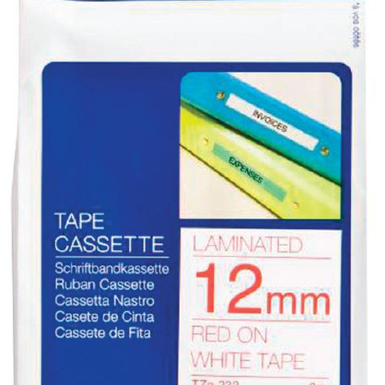 Brother TZe232 Label Tape Red On White 12mm x 8m