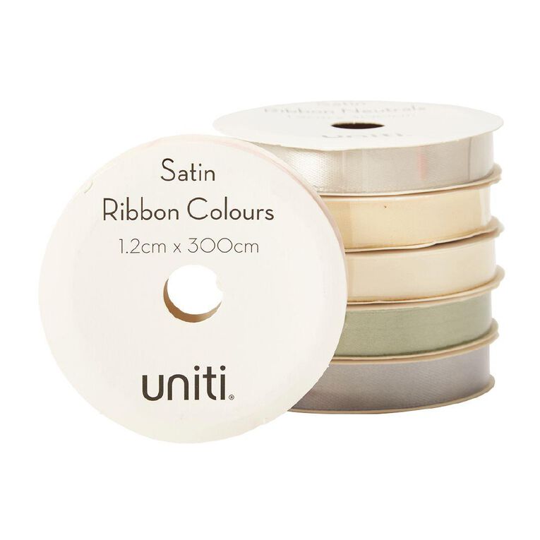 Uniti Satin Ribbon Neutrals 3m Assorted