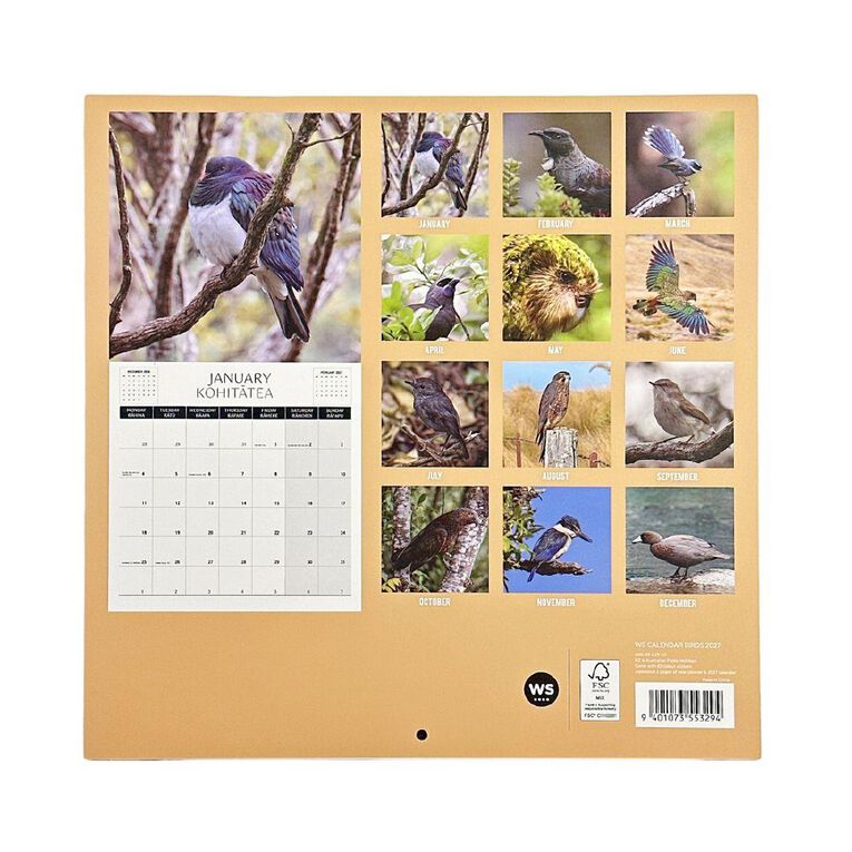 WS 2027 Calendar New Zealand Birds