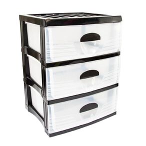 Taurus Storage Drawers A2 Black 3 Tier