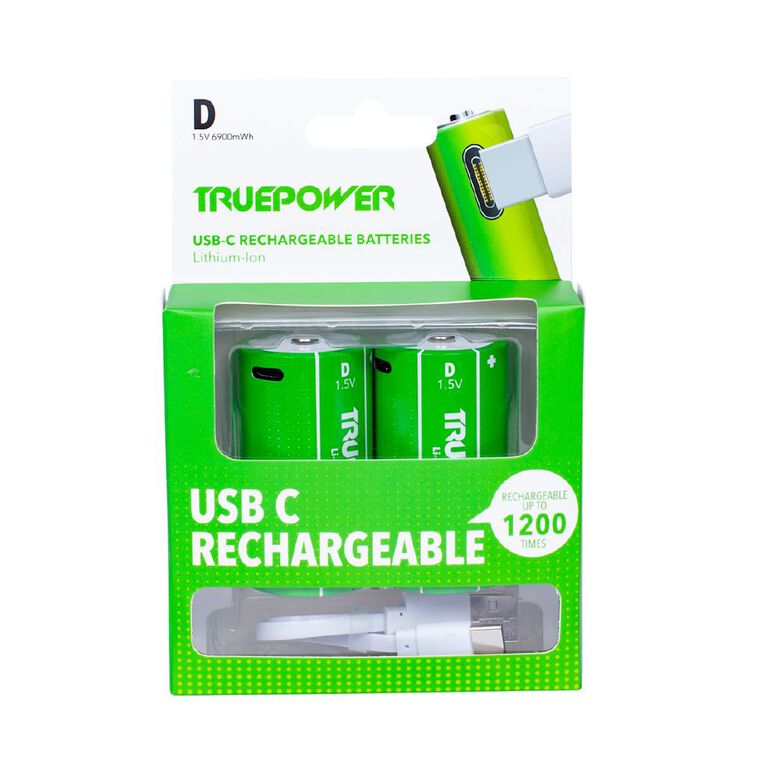 Truepower Truepower D USB-C Rechargeable Batteries