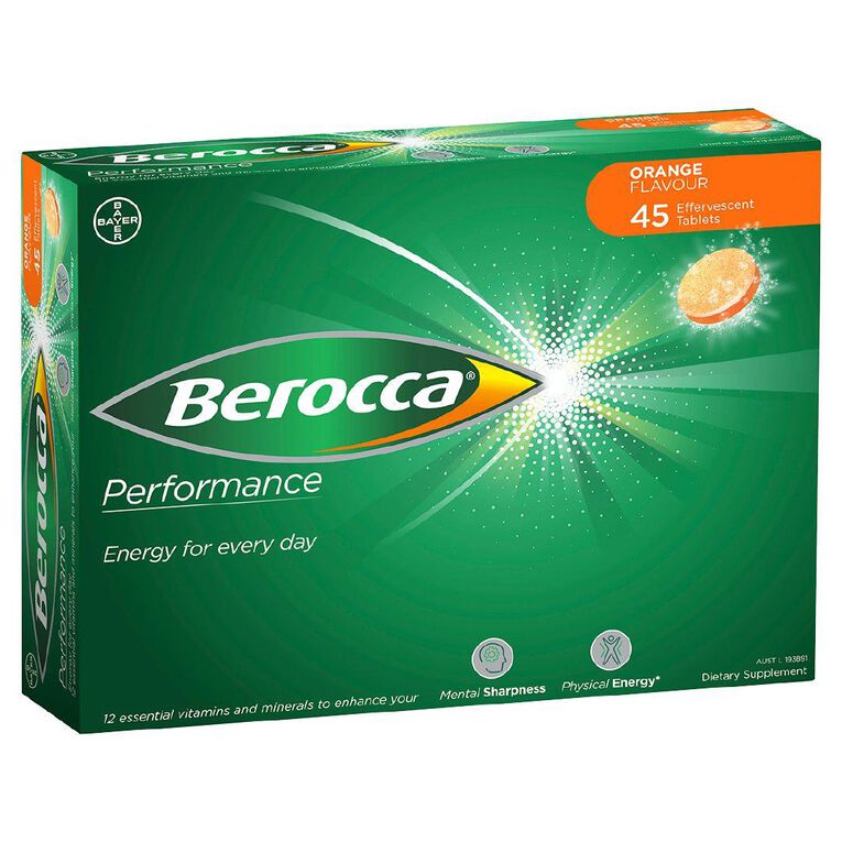 Berocca Energy Vitamin B & C Orange Flavour Effervescent Tablets 45 Pack