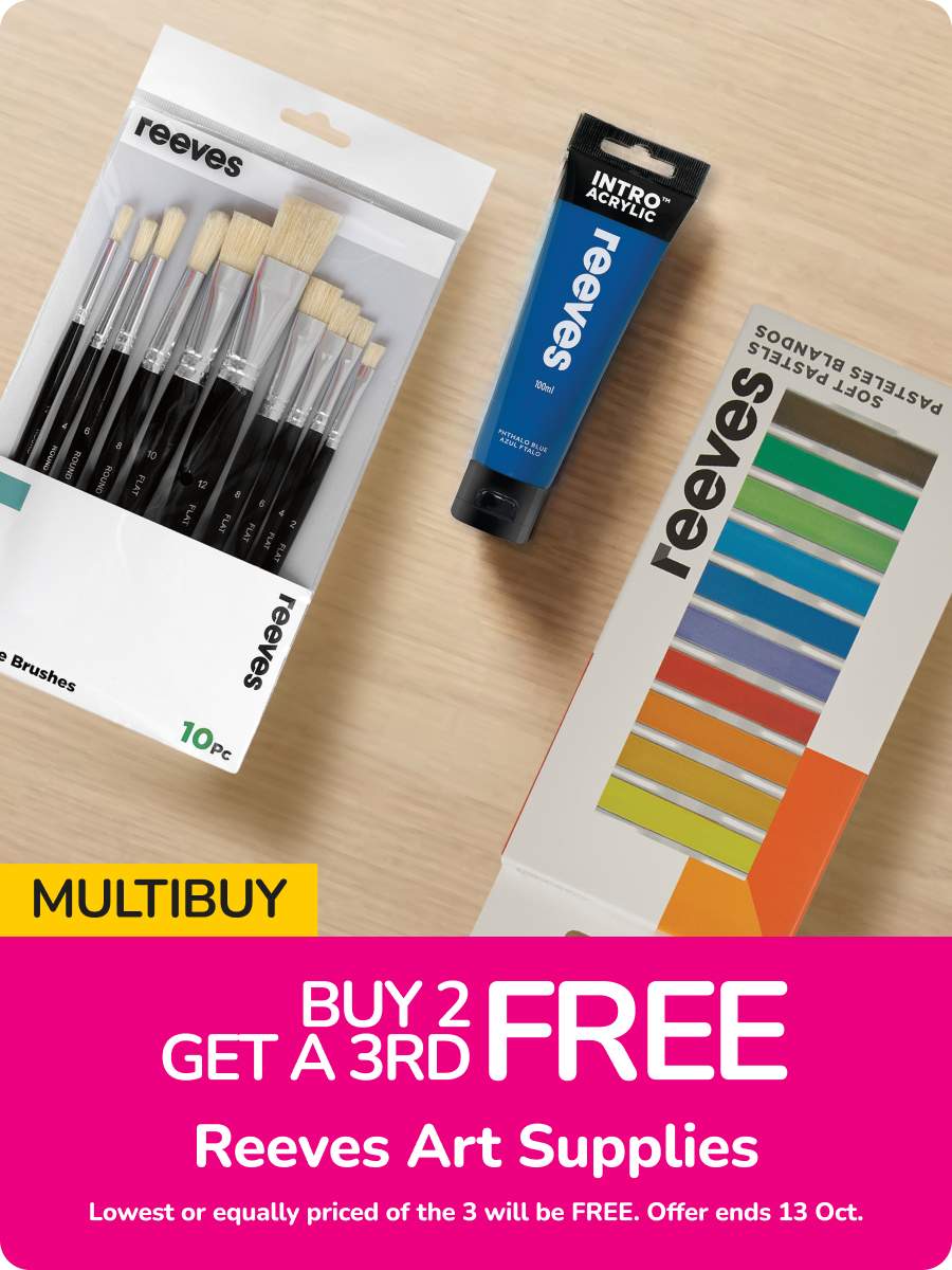 Reeves Art Supplies Buy 2 Get 3rd Free Offer available 23 Sept - 13 Oct