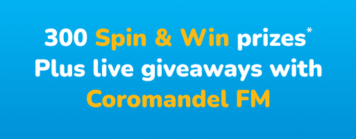 300 Spin & Win prizes plus live giveaways with Coromandel FM