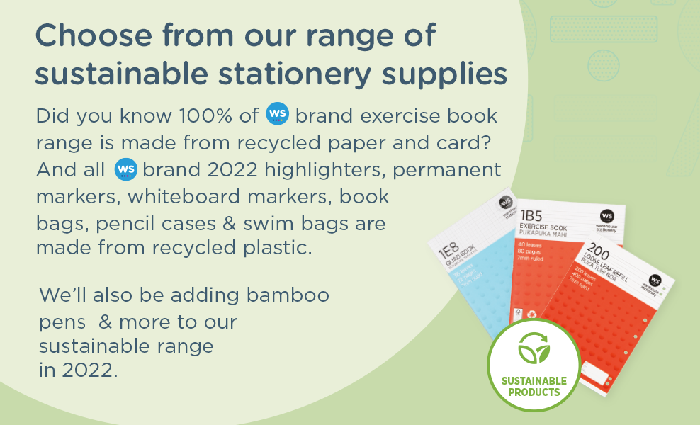 Recycled exercise books made from 100% recycled paper and card