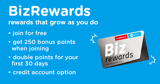 Bizrewards. Get 250 bonus points when joining. Double points for your first 30 days. Credit account option available. Learn more.