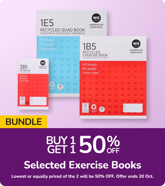 Buy 1 Get 1 50% OFF Selected Exercise Books
