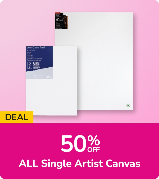Arts & Craft Deals 50% off all Single Artist Canvas Offer ends 27 Oct