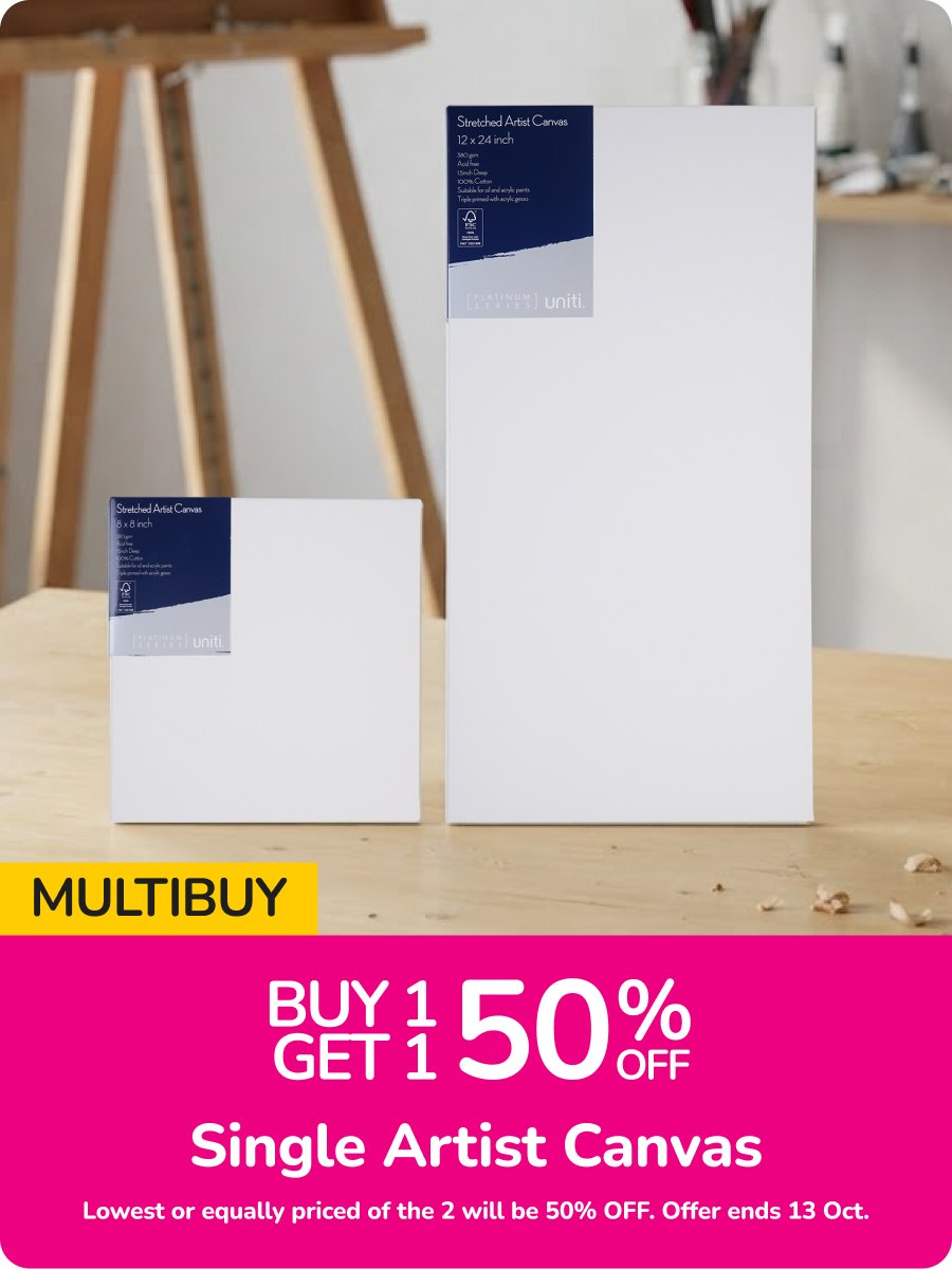Get Creating Single Artist Canvas B1G1 Half Price Offer available 23 Sept - 13 Oct