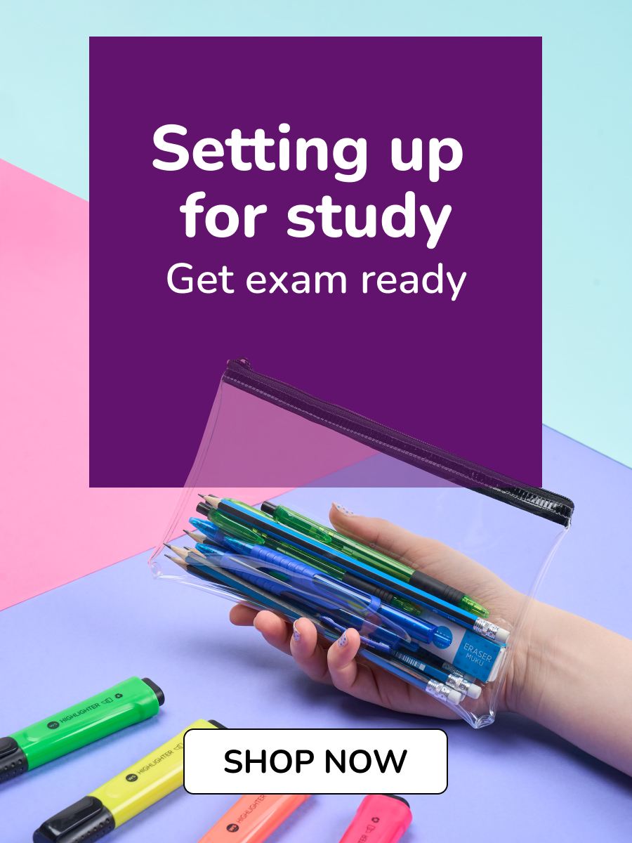 Setting up for study. Get exam ready. Shop now