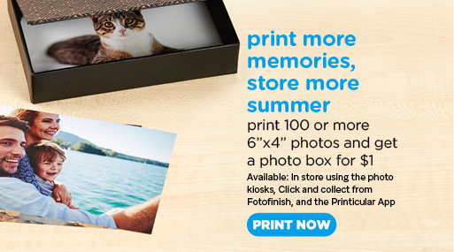 Print 100 or more 6x4 photos and get a photo box for $1