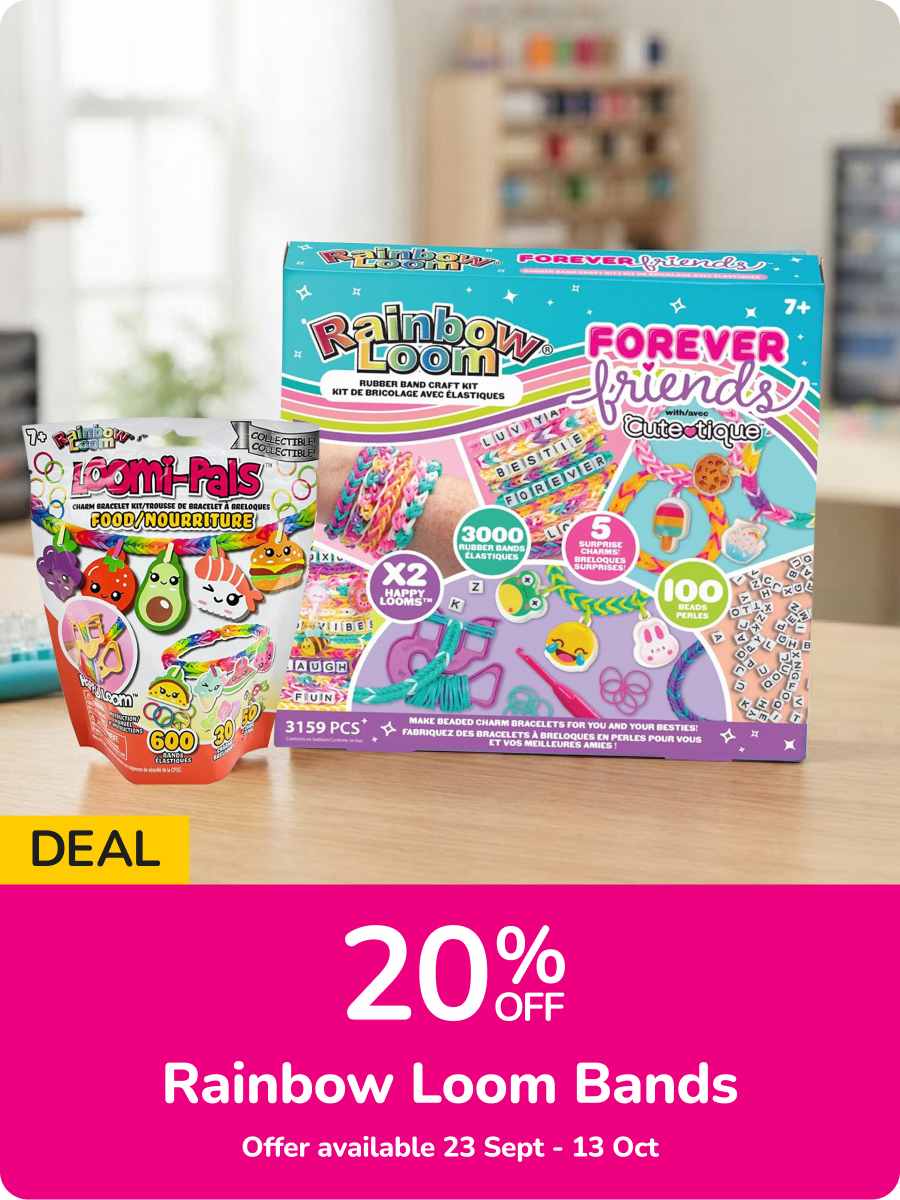 20% off Rainbow Loom Bands Offer available 23 Sept - 13 Oct