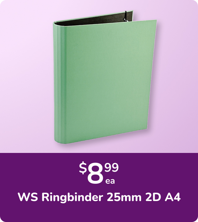 Now $6.99 WS Ringbinder 25mm 2D A4