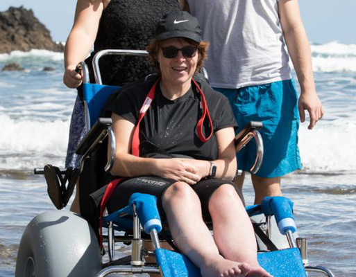 Picture of a disabled person on beach