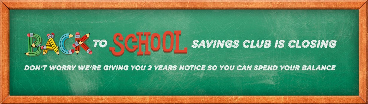 Back to school savings club banner Back to school savings club banner