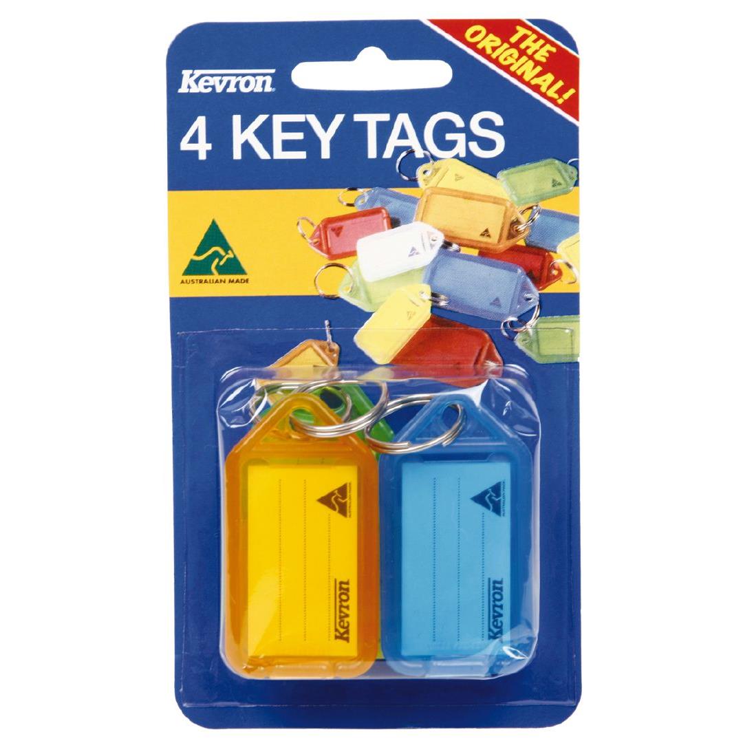 Kevron Key Tag Standard 4 Pack Assorted Warehouse Stationery, NZ