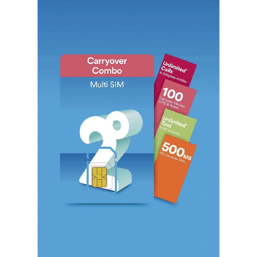 2degrees 19 Carryover Combo SIM Blue Warehouse Stationery, NZ