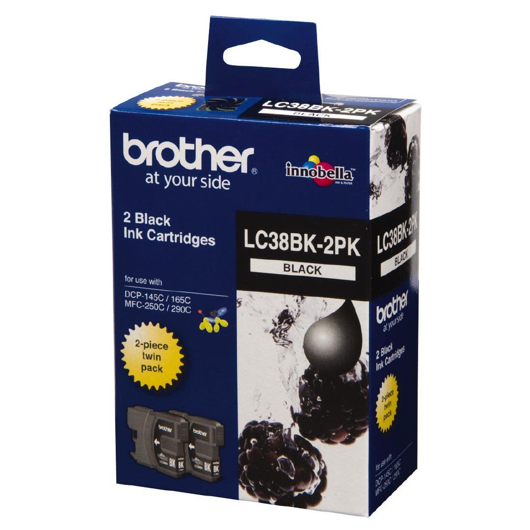 Brother Ink LC38 Black 2 Pack (300 pages) Warehouse Stationery, NZ