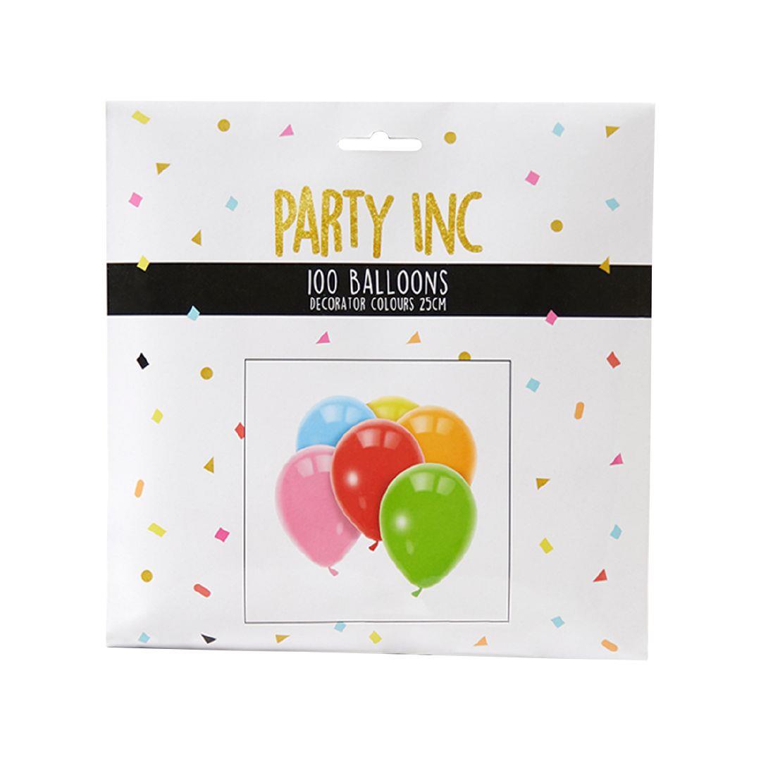 Party Inc Balloons Decorator Colours 25cm 100 Pack Warehouse