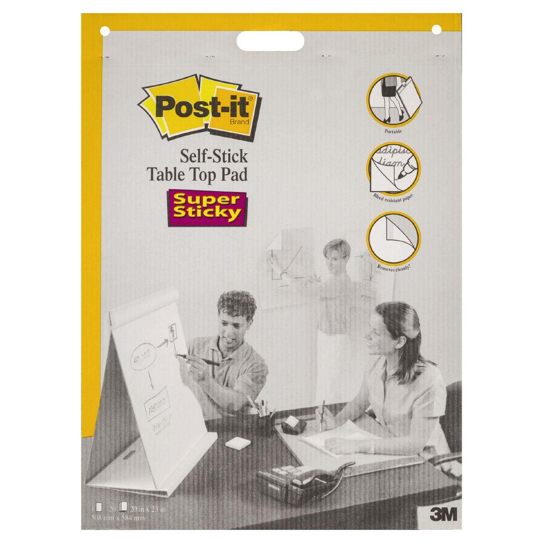 3M 563R Post it Self Stick Tabletop Easel Pad, White, Unruled - 20 sheets