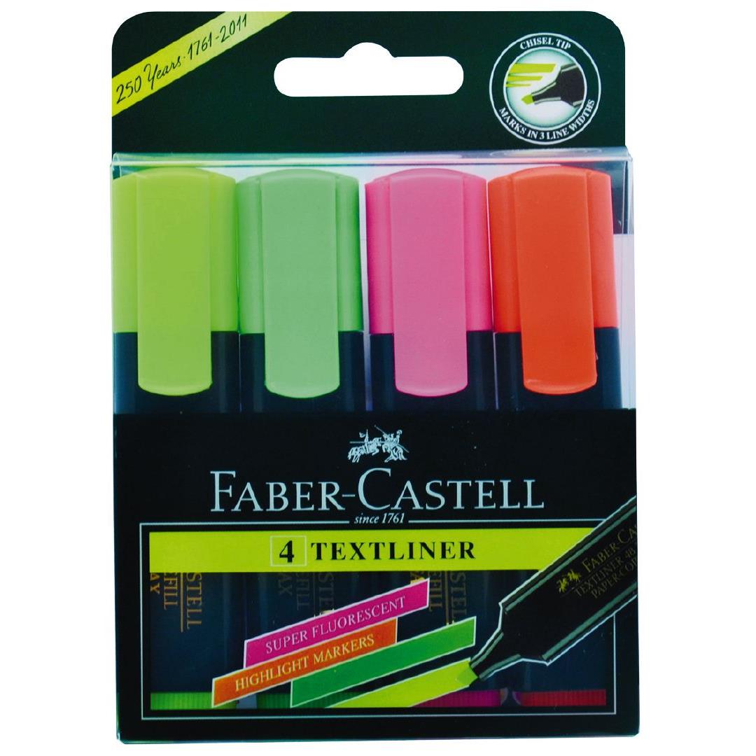 FaberCastell Highlighters 4 Pack MultiColoured Warehouse Stationery, NZ