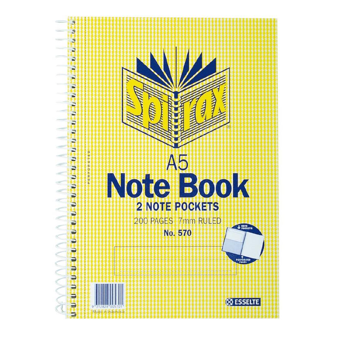 Spirax Notebook Spiral No.560 96pg 5mm Ruled 112 x 77mm Yellow