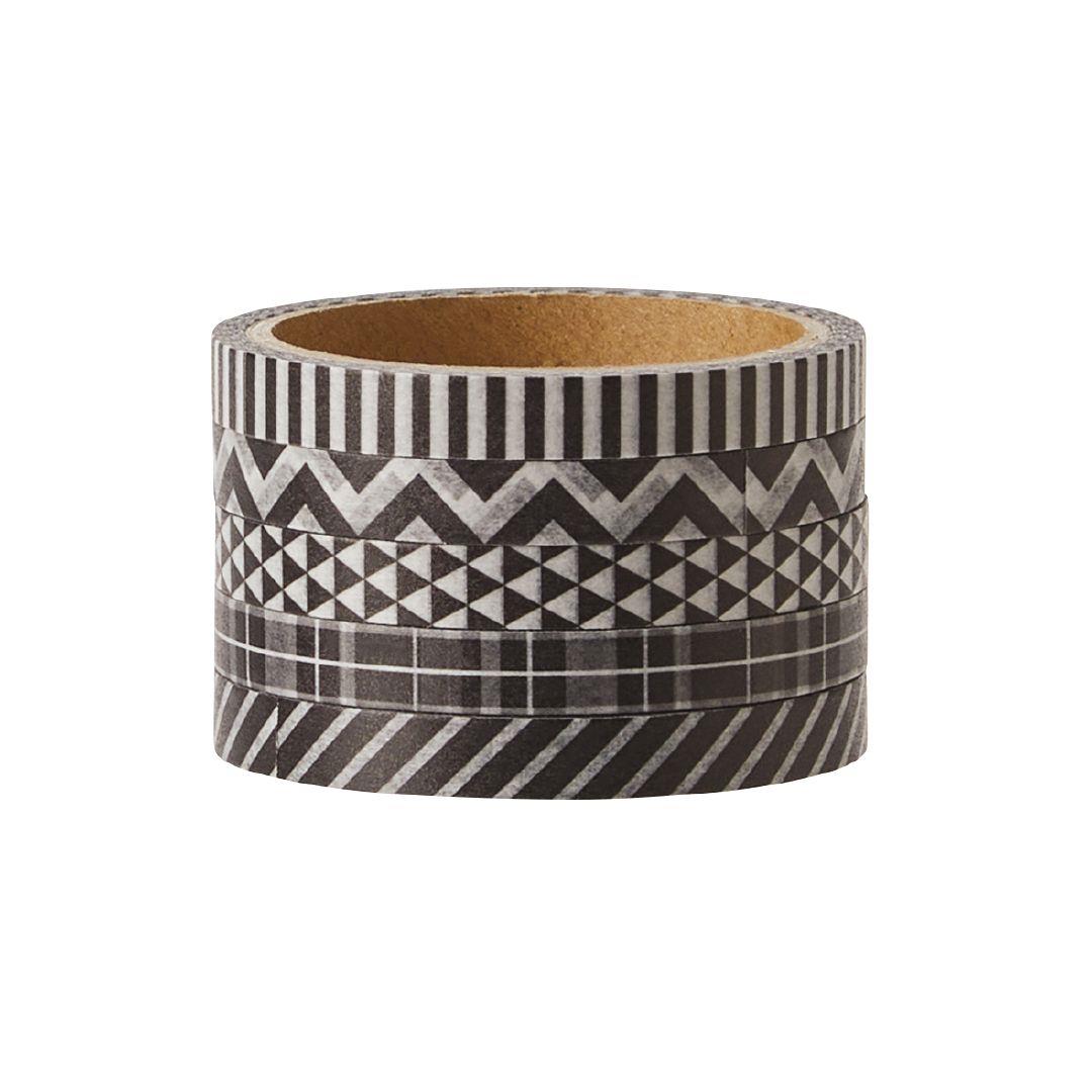 Uniti Thin Washi Tape 5 Pack Black