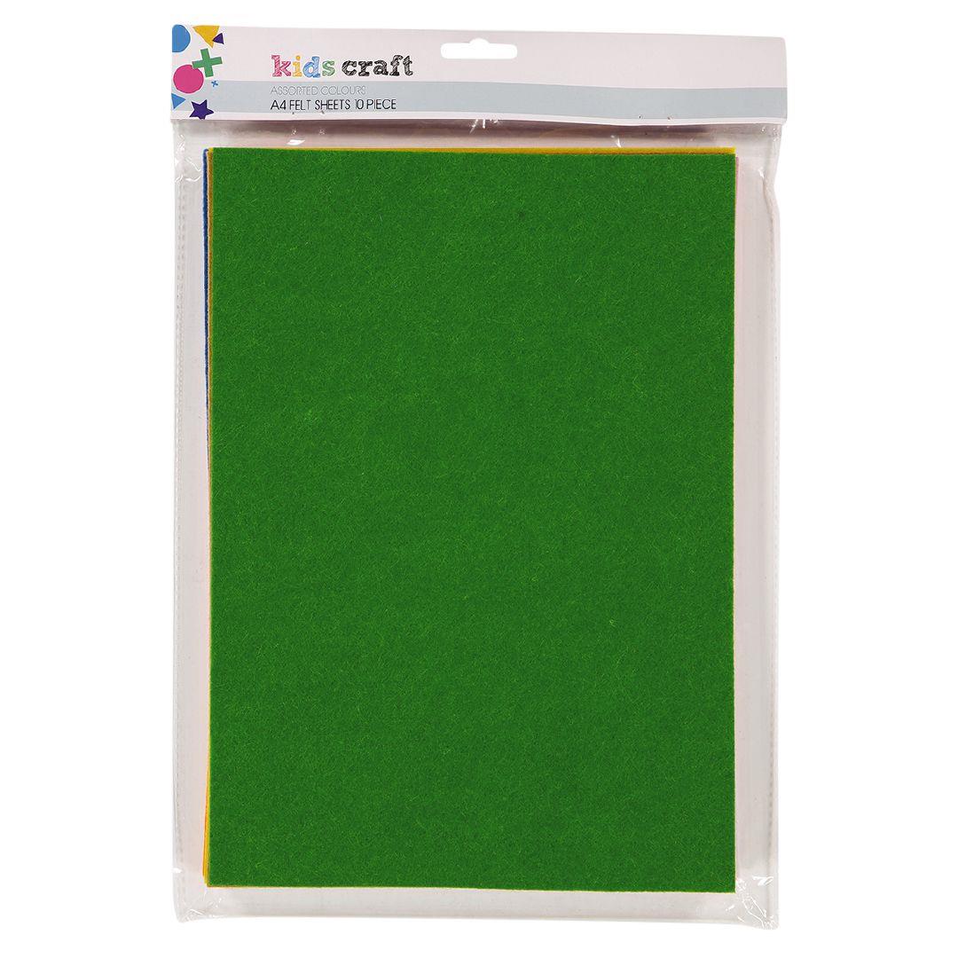 Kookie Felt Sheet 10 Pack Multi-Coloured A4