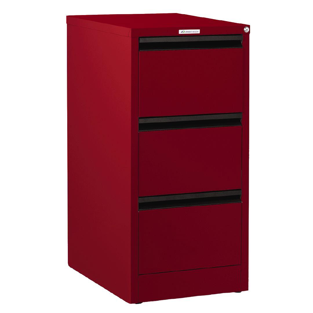 Precision Classic Filing Cabinet 3 Drawer Flame Red Warehouse