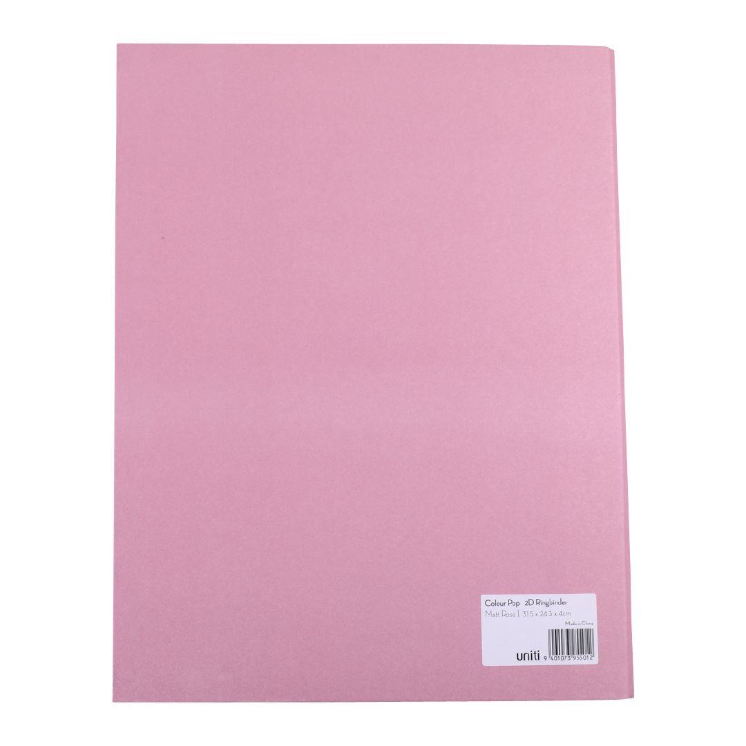 Uniti Colour Pop 2D Ringbinder Matt Rose Warehouse Stationery, NZ