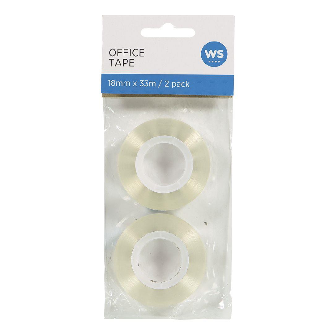 WS Office Clear Tape 18mm x 33m Small Core 2 Pack Warehouse