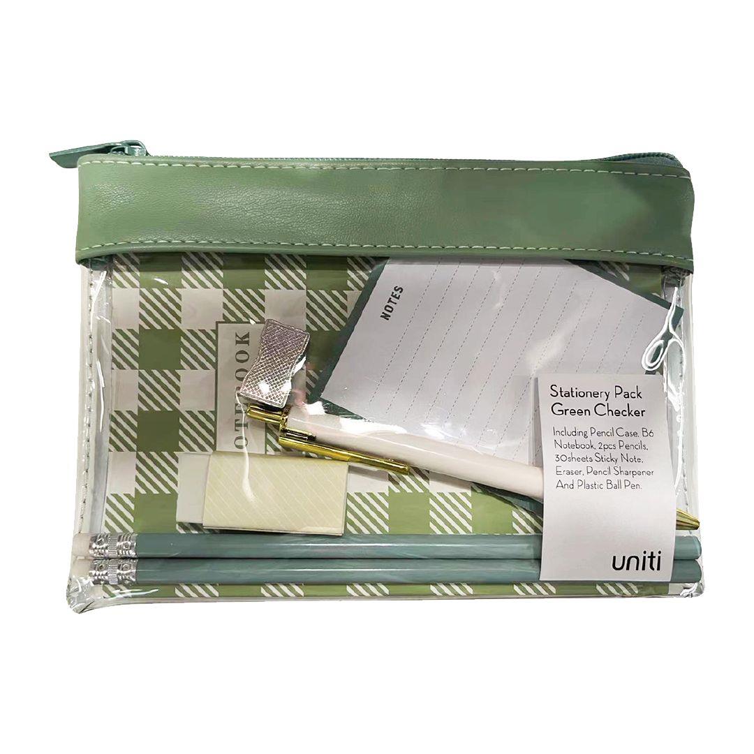 Stationery Pack Green Checker Warehouse Stationery, NZ