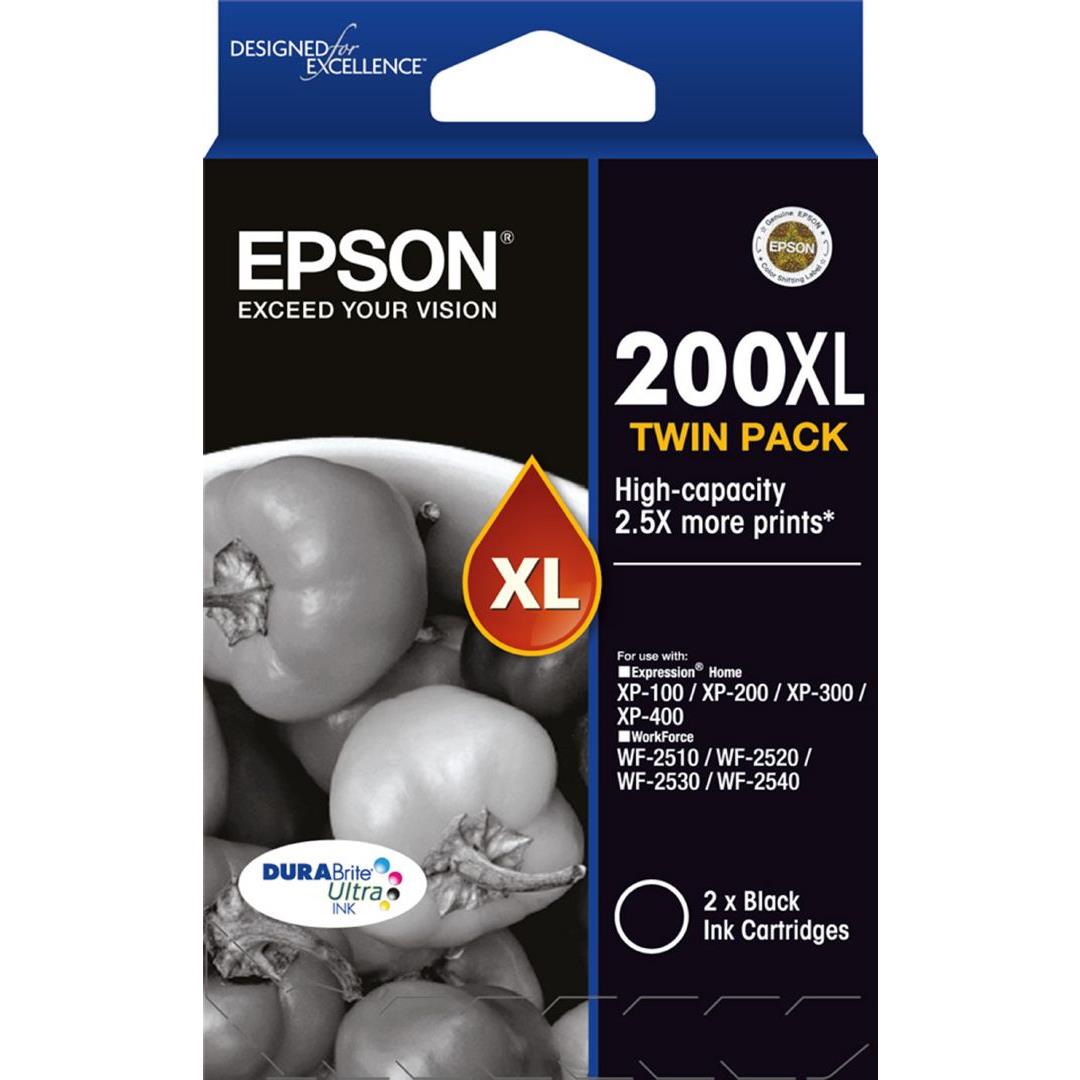 Epson Ink 200XL Black 2 Pack | Warehouse Stationery, NZ