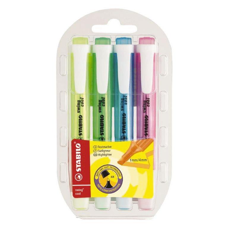 Stabilo Boss Highlighters MultiColoured 4 Pack Warehouse Stationery, NZ