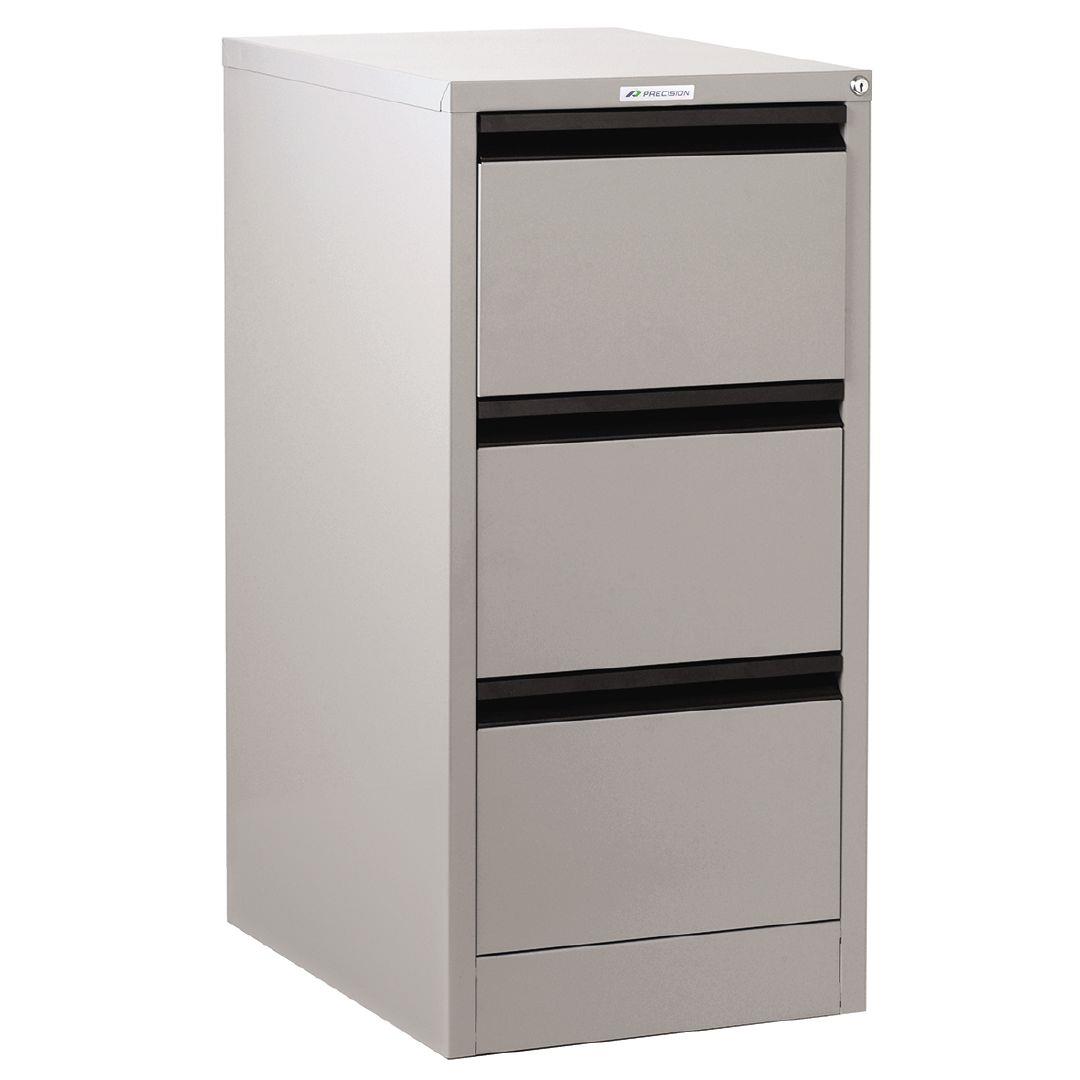 Precision Classic Filing Cabinet 3 Drawer Silver Grey Warehouse