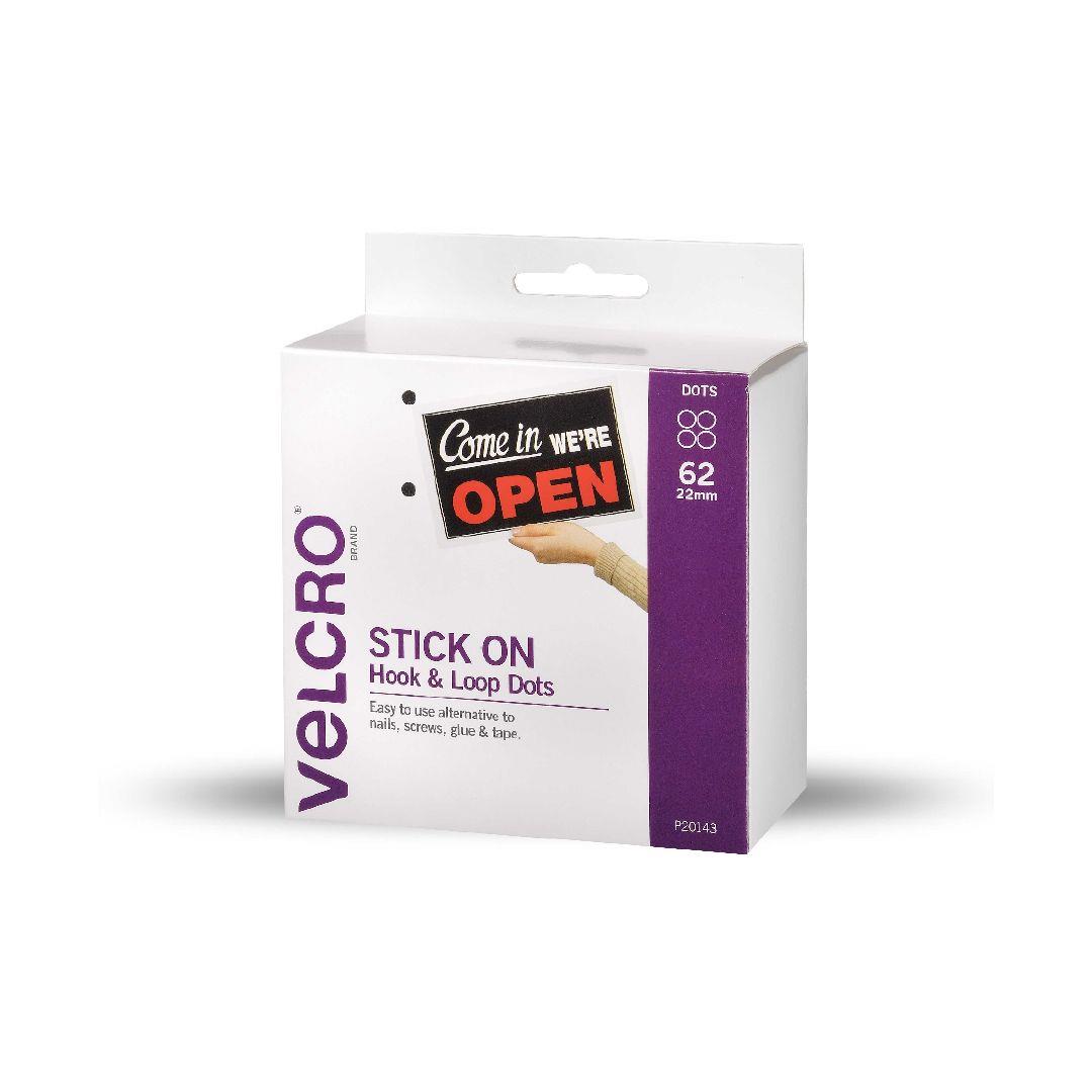 VELCRO Brand Hook & Loop Spots 22mm x 62 Sets White Warehouse