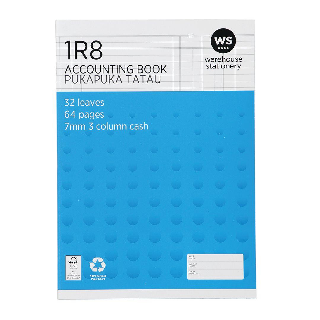 WS Exercise Book 1R8 3 Column Ruled 32 Leaf Blue Mid Warehouse Stationery, NZ