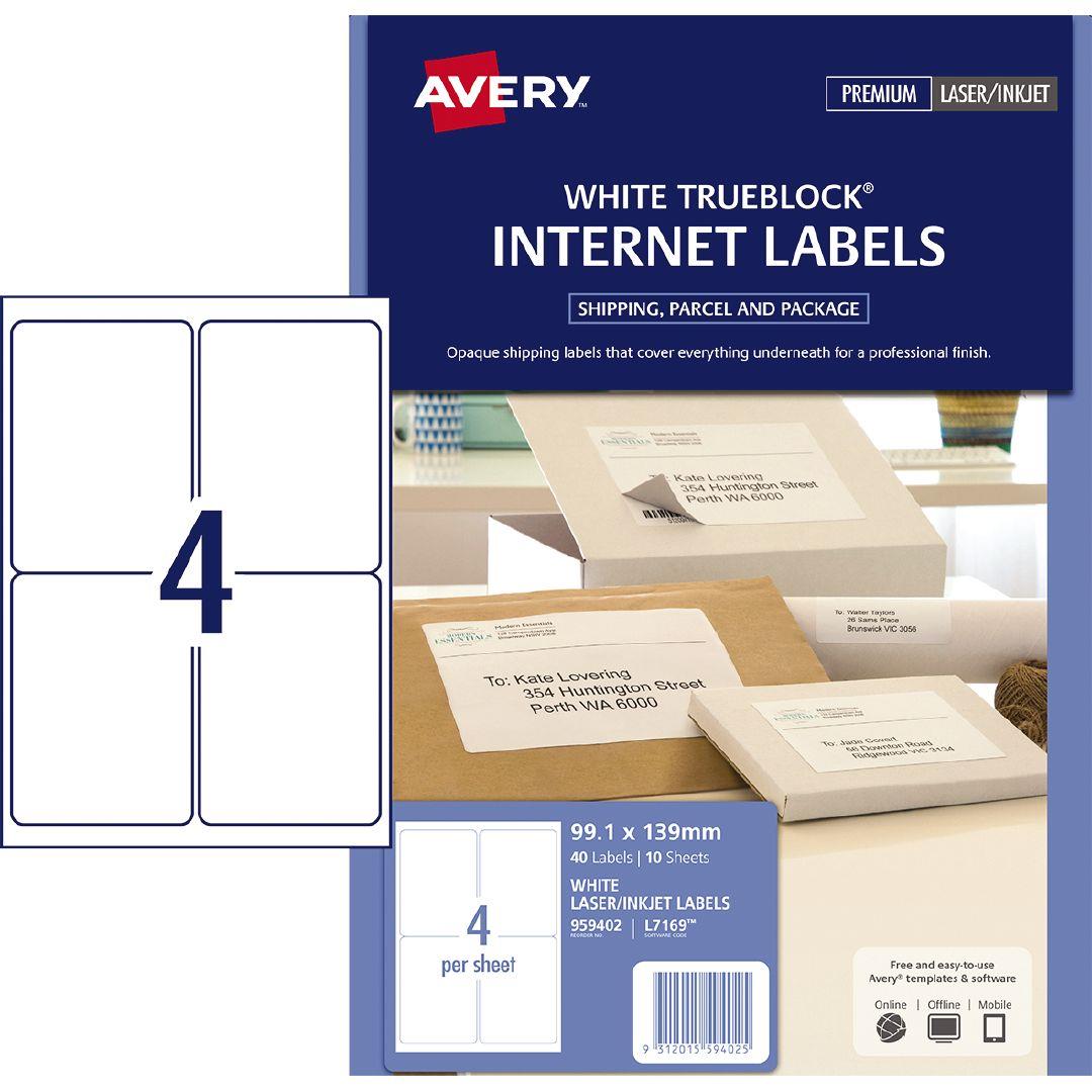 avery internet shipping labels 10 pack 4 per sheet warehouse