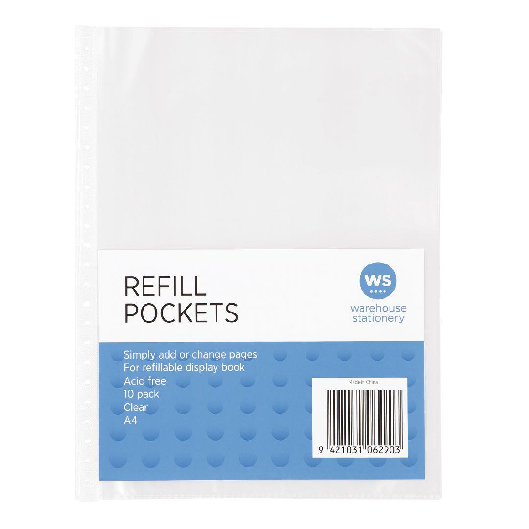WS Clear Book Refills 10 Pack Clear A4 Warehouse Stationery, NZ
