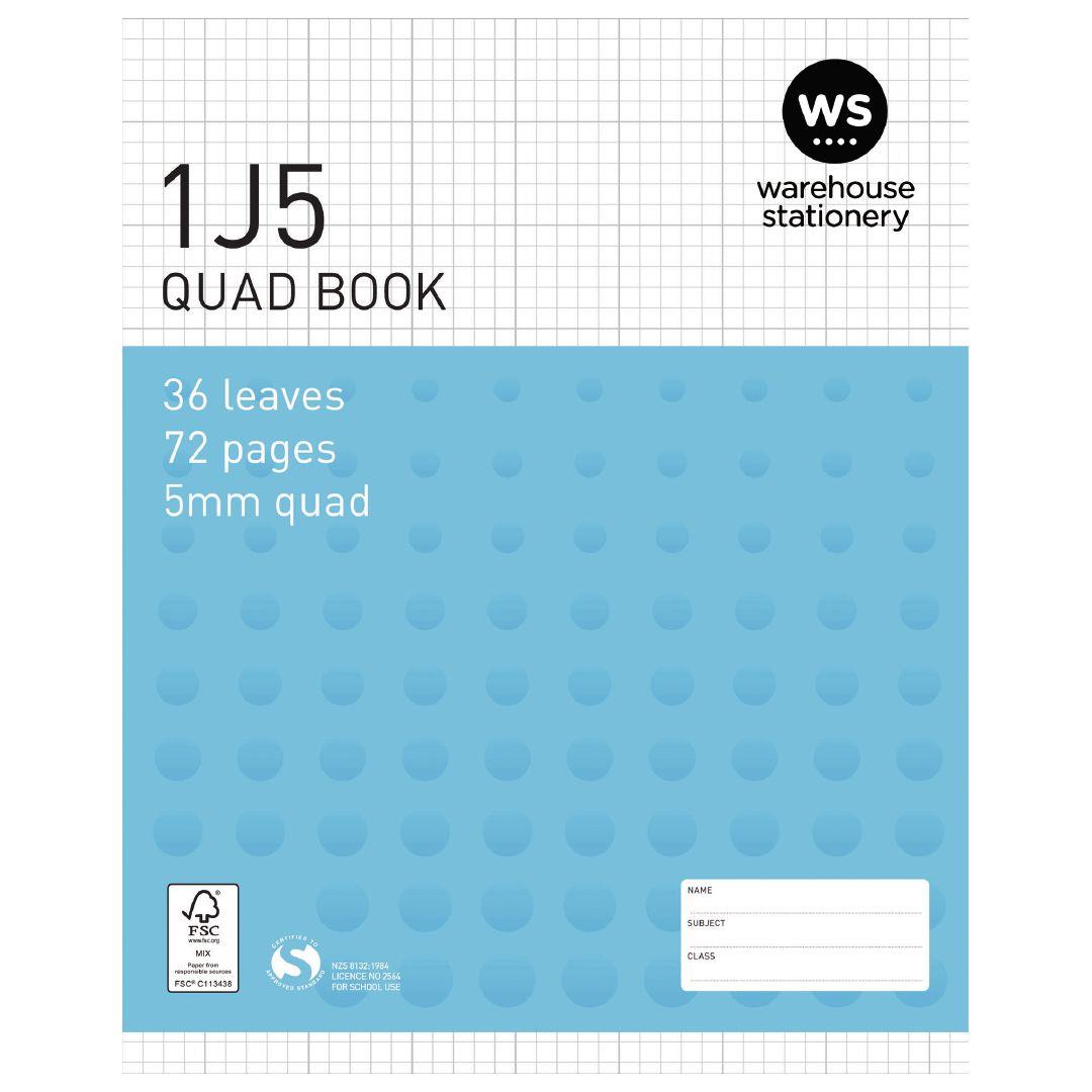 Impact Exercise Book 1J5 5mm Quad 36 Leaf Blue Warehouse Stationery, NZ