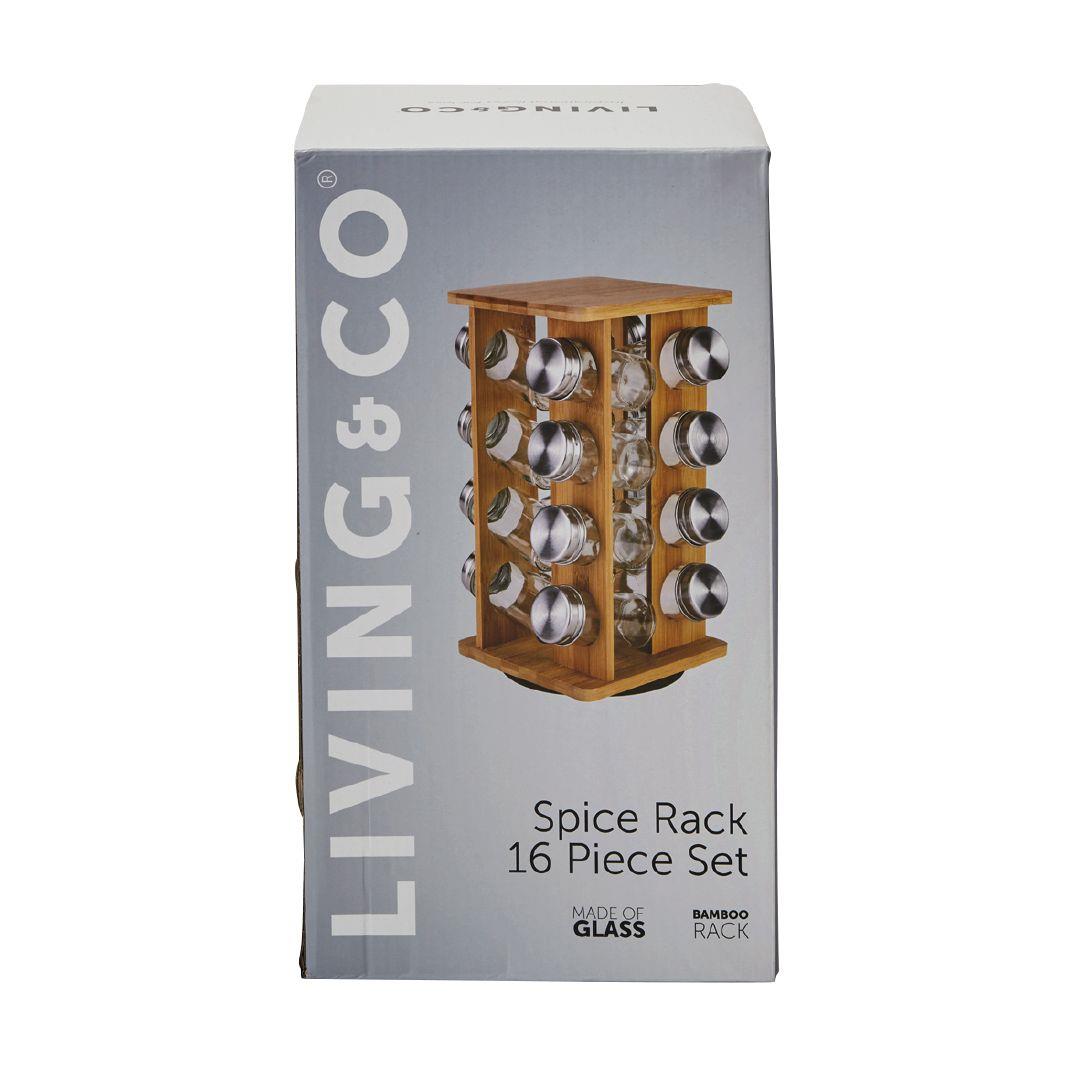Living & Co Bamboo Spice Rack 16 Pack Warehouse Stationery, NZ
