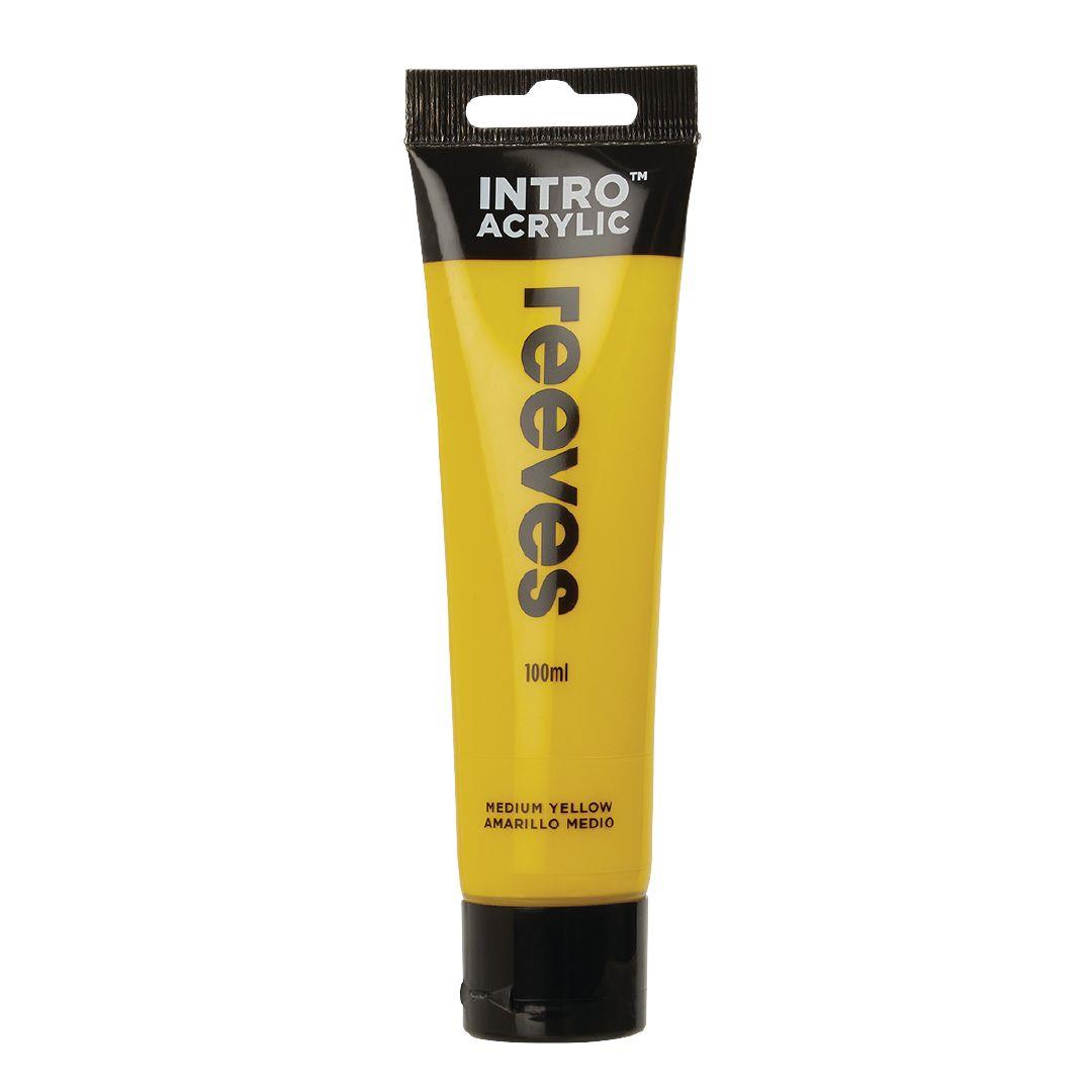 Reeves Intro Acrylic Paint Medium Yellow 100ml Warehouse Stationery, NZ