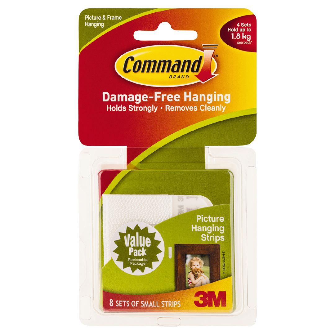 Command Bilder-Montage Strips Klein - 12 Sets Ohne Bohren Weiß