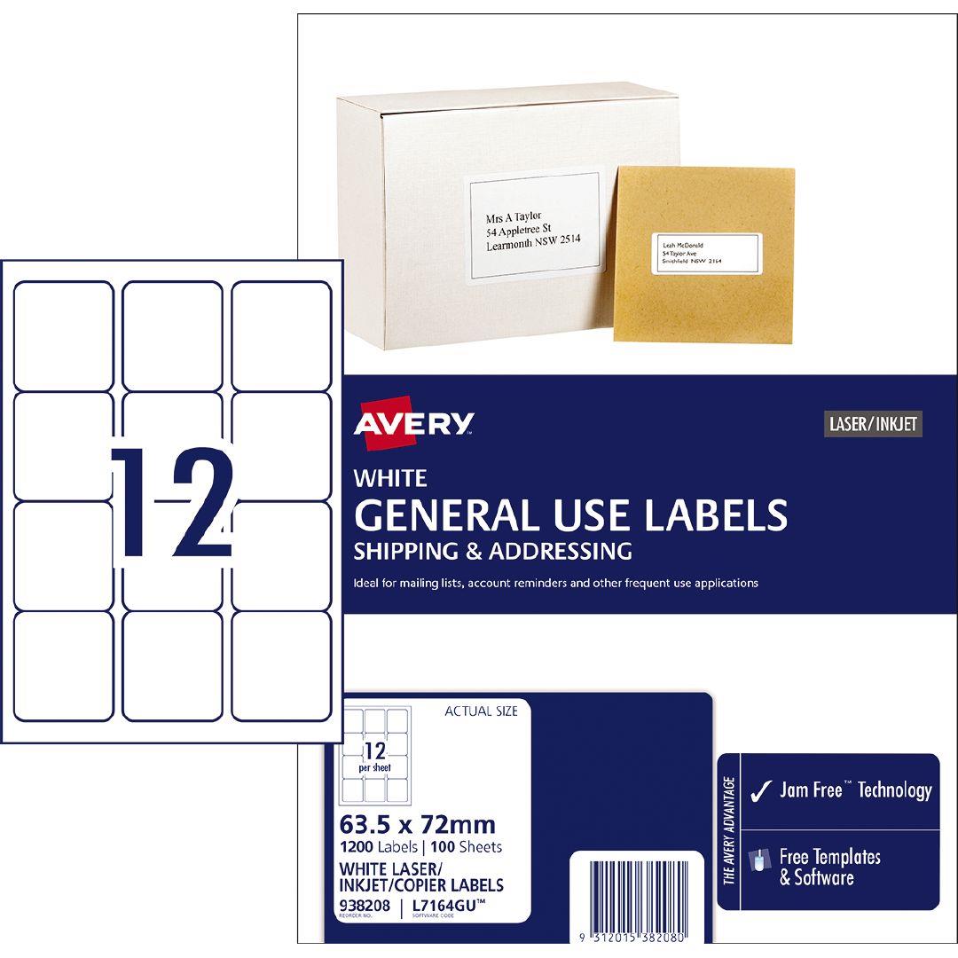 Avery General Use Labels White 1200 Labels Warehouse Stationery, NZ